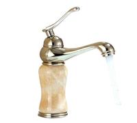 TIEOAXFT Grifo de Lavabo Antiguo for baño, de Cobre, con luz mágica Dorada y Caliente, sobre encimera.(A)
