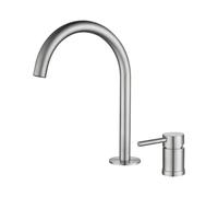 TIEOAXFT Grifo de Lavabo de Acero Inoxidable con Dos Orificios, Mezclador de Agua Caliente y fría, Color Dorado Cepillado, Giratorio 360°(Brushed)