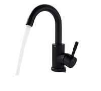 TIEOAXFT Grifo for Lavabo de baño, Serie Negro Mate, Mezclador de Agua fría y Caliente de Acero Inoxidable, grúa(Matte Black A)