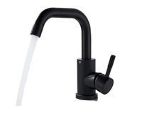 TIEOAXFT Grifo for Lavabo de baño, Serie Negro Mate, Mezclador de Agua fría y Caliente de Acero Inoxidable, grúa(Matte Black C)