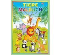 Tiere Malbuch: 50 niedliche Jungtiere zum Ausmalen - Vom süßen Affen bis zum hübschen Zebra - Empfohlen für Kinder von 3-5 Jahren