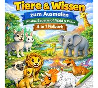 Tiere & Wissen zum Ausmalen - 4 in 1 Kombiband (über 125 Tiere): Ein liebevoll gestaltetes Malbuch, das Wissen vermittelt.