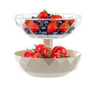 Tiered Fruit Bowl - Removable 2 Tier Pumpkin Candy Dish | Home Candy Server with Lid for Halloween, Christmas, Table, Theater, Party Corner, Bedroom, Movie Night, Desktop, Snacks, Nuts