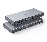 Tiergrade 15-en-1 Docking Station, 4K Triple Display USB C Dock con Doble HDMI y DP, 100W PD de Carga, 10Gbps USB-C/USB-A de Transferencia de Datos, 3 Puertos USB-A con 5Gbps, SD/TF, LAN, Audio