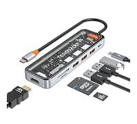 Tiergrade Concentrador USB C, Adaptador 7 en 1 USB C a HDMI con 4K HDMI, 100 W PD, 3 Puertos USB-A, Lector de Tarjetas TF/SD, estación de Acoplamiento USB C para MacBook Air/Pro y Varios Dispositivos