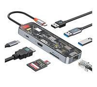 Tiergrade Concentrador USB C, Adaptador 8 en 1 USB C con HDMI 4K, 100 W PD, 2 USB-A 5 Gbps, USB 2.0, Lector de Tarjetas TF/SD, Base USB C para MacBook Air/Pro, XPS y más Dispositivos Tipo C