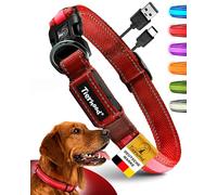 Tierhood Collar luminoso para perro - Collar LED para perros recargable | Resistente al agua y ajustable para perros pequeños y grandes. 3 modos de iluminación. Máxima seguridad por la noche