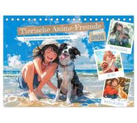 Tierische Anime-Freunde - Fröhliche Streifzüge mit Hund und Katze (Tischkalender 2026 DIN A5 quer), CALVENDO Monatskalender: Haustier-Kumpels und Anime-Abenteuer: Ein Jahr voller Freuden