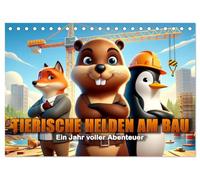 Tierische Helden am Bau: Ein Jahr voller Abenteuer (Tischkalender 2026 DIN A5 quer), CALVENDO Monatskalender: Bunte Tierwelt im Bauabenteuer.