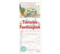Tierisches Familienglück 2026: Familienplaner - 4 große Spalten mit viel Platz. Familienkalender mit Tier-Comics, Ferienterminen und Vorschau bis März 2027. 19 x 46 cm.