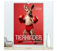 Tierkinder und ihre Hobbys (hochwertiger Premium Wandkalender 2026 DIN A2 hoch), Kunstdruck in Hochglanz: 12 Monate, 12 Tierkinder, 12 Hobbys.
