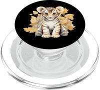 Tierno Cachorro de Tigre Entre Hojas de Otoño PopSockets PopGrip para MagSafe