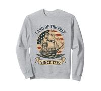 Tierra de la libertad desde 1776: velero patriótico con bandera estadounidense Sudadera