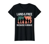 Tierra de los Libres por el Día de los Veteranos en Memoria Valiente Camiseta gráfica económica, Mujer, Negro, XS