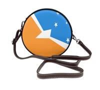 Tierra Del Fuego Flag - Bolso cruzado redondo de cuero para mujer