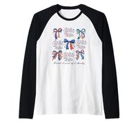Tierra Dulce de la Libertad Arcos Patrióticos Fuegos Artificiales Camiseta Manga Raglan