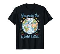 Tierra Feliz Haces Que El Mundo Mejor Planeta Positivo Camiseta