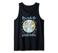 Tierra Feliz Haces Que El Mundo Mejor Planeta Positivo Camiseta sin Mangas