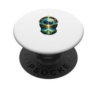 Tierra futurista con geometría Sagrada y energía Celestial PopSockets PopGrip Adhesivo