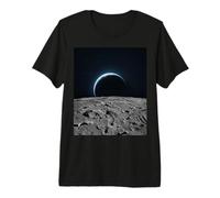 Tierra Media Luna Horizonte Vista Astronomía Astrofísica Escena Camiseta Premium