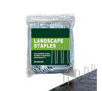 Tierra Pins, Galvanized Ground Support Pins, Garden Heavy Duty Lawn Stakes, Lawn Backyard Fence Outdoor Camping, Secure Barrier Mounting, Silver U Shaped Metal, Fifty Count Pack