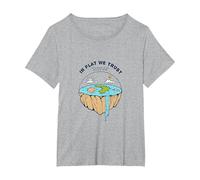 Tierra Plana: explora nuevos horizontes Camiseta, Mujer Tallas Grandes, Gris Jaspeado, 6XL Grande