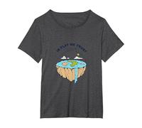Tierra Plana: explora nuevos horizontes Camiseta, Mujer Tallas Grandes, Jaspeado Oscuro, 5XL Grande