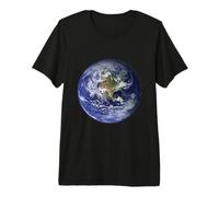 Tierra Planeta, Plano, Tierra América del Norte Globo Espacio Nubes Camiseta Premium