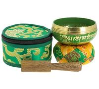 Tierra Zen Cuenco Tibetano de Viaje Verde, diámetro 7,5 cm, incluye mazo y cojín
