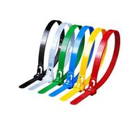 Ties de cable reutilizables con botón de liberación | Ties de nailon blanco y negro - Correas desmontables para organización de cables en el hogar, oficina y taller (colorido, 100 unidades)