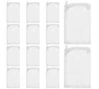 TIESOME 14 bolsas de filtro de acuario, bolsas reutilizables para filtro de acuario con cremallera, bolsa de filtro de malla fina de alto flujo para carbón activado, biosferas (blanco)