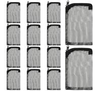 TIESOME 14 bolsas de filtro de acuario, bolsas reutilizables para filtro de acuario con cremallera, bolsa de filtro de malla fina de alto flujo para carbón activado, biosferas (negro)