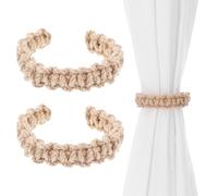 TIESOME 2 alzapaños trenzados bohemios para cortinas, alzapaños rústicos hechos a mano, alzapaños de cortina para el hogar, oficina, cortinas ligeras, suministros de decoración