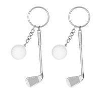 TIESOME 2 llaveros de club de golf, divertidos llaveros de regalo de golf para hombres y mujeres, golfistas, mini llaveros de aleación de pelota de golf, decoración de mochila, regalos de cumpleaños