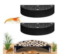 TIESOME 2 piezas camarones escondite de plástico, camarones creativos escondites subterráneos semicírculo cueva ABS acuario accesorios para peces pequeños para jugar descansando (negro)