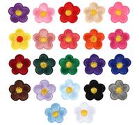 TIESOME 22 parches de girasol para planchar, apliques bordados florales coloridos, parches de reparación de ropa, parches de costura para jeans, chaqueta, 22 colores, 0.9 x 0.9 pulgadas