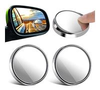 TIESOME 2Pcs Espejo de punto ciego del coche, ajustable ronda sin marco espejo de visión trasera adhesiva a prueba de agua 360° girar vidrio convexo espejo lateral para el coche Van Truck Universal