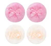 TIESOME 4 esponjas grandes de 3.2 pulgadas, redondas, color rosa y beige, grandes, suaves, lavables, esponjosas, reutilizables, para maquillaje húmedo y seco, cara y cuerpo