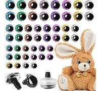 TIESOME 48 ojos de seguridad para amigurumi, 12 mm/16 mm/20 mm, ojos de seguridad con arandelas, multicolor brillantes para amigurumi y peluches, manualidades (8 colores)
