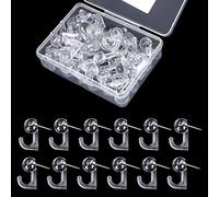 TIESOME 50 Piezas de Ganchos de Empuje, Cabezas de Plástico Tachuelas de Pulgar de Pared Transparente Clavos para Colgar Tablón de Anuncios Ganchos de Empuje para Tablón de Corcho, Tarjeta, Fotos
