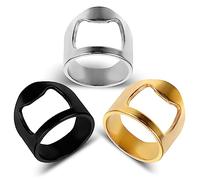 TIESOME Anillos para abrebotellas de cerveza, 3 piezas Anillos Abridor de botellas Colorido Acero inoxidable Abridor de botellas para dedos Anillo de dedo fresco para hombres Mujeres (Tamaño 9)