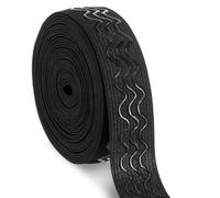 TIESOME Banda elástica de silicona de 4,5 m, 2,5 cm de ancho, banda elástica negra para coser, banda elástica con ondas antideslizantes de silicona para ropa, cinturón de peluca