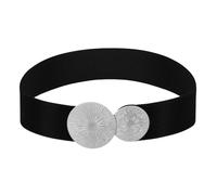 TIESOME Cinturón ancho elástico para mujer, cinturón de cintura con doble junta tórica dorada, cintura elástica vintage, cinturones ajustados para vestidos, Talla única