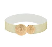 TIESOME Cinturón ancho elástico para mujer, cinturón de cintura con doble junta tórica dorada, cintura elástica vintage, cinturones ajustados para vestidos, Talla única