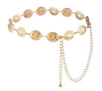 TIESOME Cinturón de concho de metal occidental con cadena de margarita, ajustable, estilo bohemio, para conciertos country, 27.6-37.4 inch, Metal, Turquesa