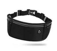 TIESOME Cinturón para correr con 3 bolsillos, riñonera deportiva para teléfono móvil de menos de 7 pulgadas, impermeable, para correr, fitness, hombre y mujer, color negro