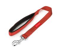 TIESOME Correa corta para perro con mango acolchado, doble cincha de nailon reflectante para mascotas, correa para mascotas para entrenamiento de caminar (rojo)