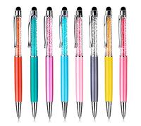 TIESOME Crystal - Bolígrafo de pantalla táctil 2 en 1, 8 bolígrafos capacitivos de cristal para pantallas táctiles, suministros de papelería para oficina, escuela