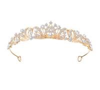 TIESOME Diadema de corona de cristal con diamantes de imitación dorados, diadema de princesa, corona elegante, diadema de boda, graduación, fiesta de cumpleaños, Halloween, accesorios para el cabello