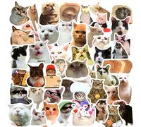 TIESOME Divertidas calcomanías de gato, 50 calcomanías de gatito kawaii impermeables para botellas de agua, calcomanías estéticas de vinilo para amantes de los gatos, álbumes de recortes, laptop,